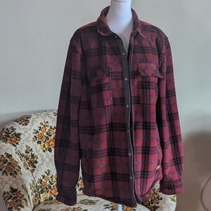 Voyager Men's Red Plaid Sherpa Shirt Jacket